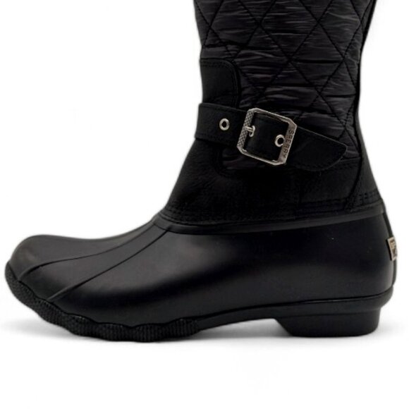 Sperry Women's Size 8.5 Black Saltwater Tall Nylon Quilt Buckle Rain Duck Boot - Picture 7 of 16